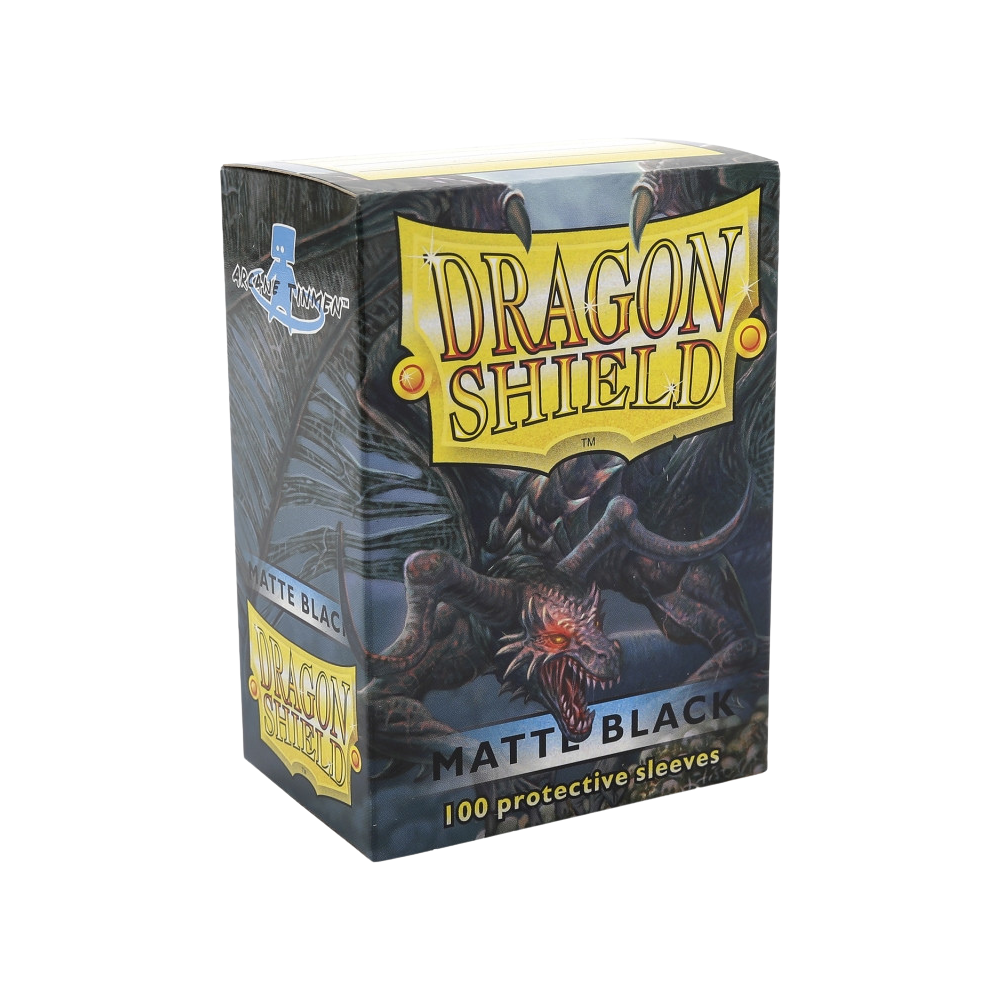 Dragon Shield Jet Matte Sleeves – 100 Kartenhüllen in Standardgröße, schwarz, strukturierte Oberfläche für optimalen Halt beim Spielen.
