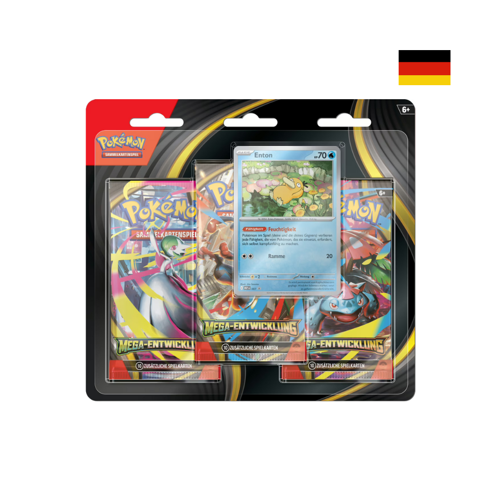 Pokémon Mega-Entwicklung Blisterpack mit drei Boosterpacks und exklusiver Enton Promokarte