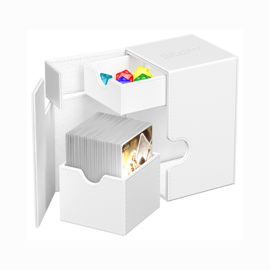 Ultimate Guard Flip’n’Tray Monocolor Deck Case 100+ Weiß – Deckbox mit Würfelfach für über 100 gesleevte Karten