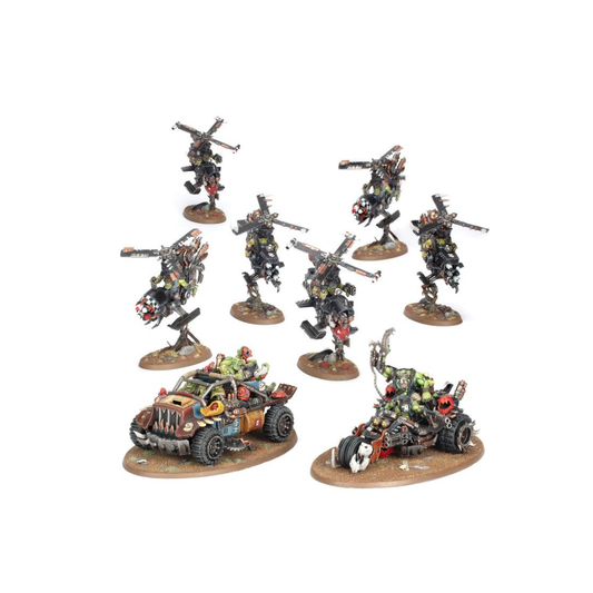 Warhammer 40k Orks Miniaturen Set mit Bikes, Helikoptern und Fahrzeugen, bemalte Modelle Tabletop Figuren Deutschland