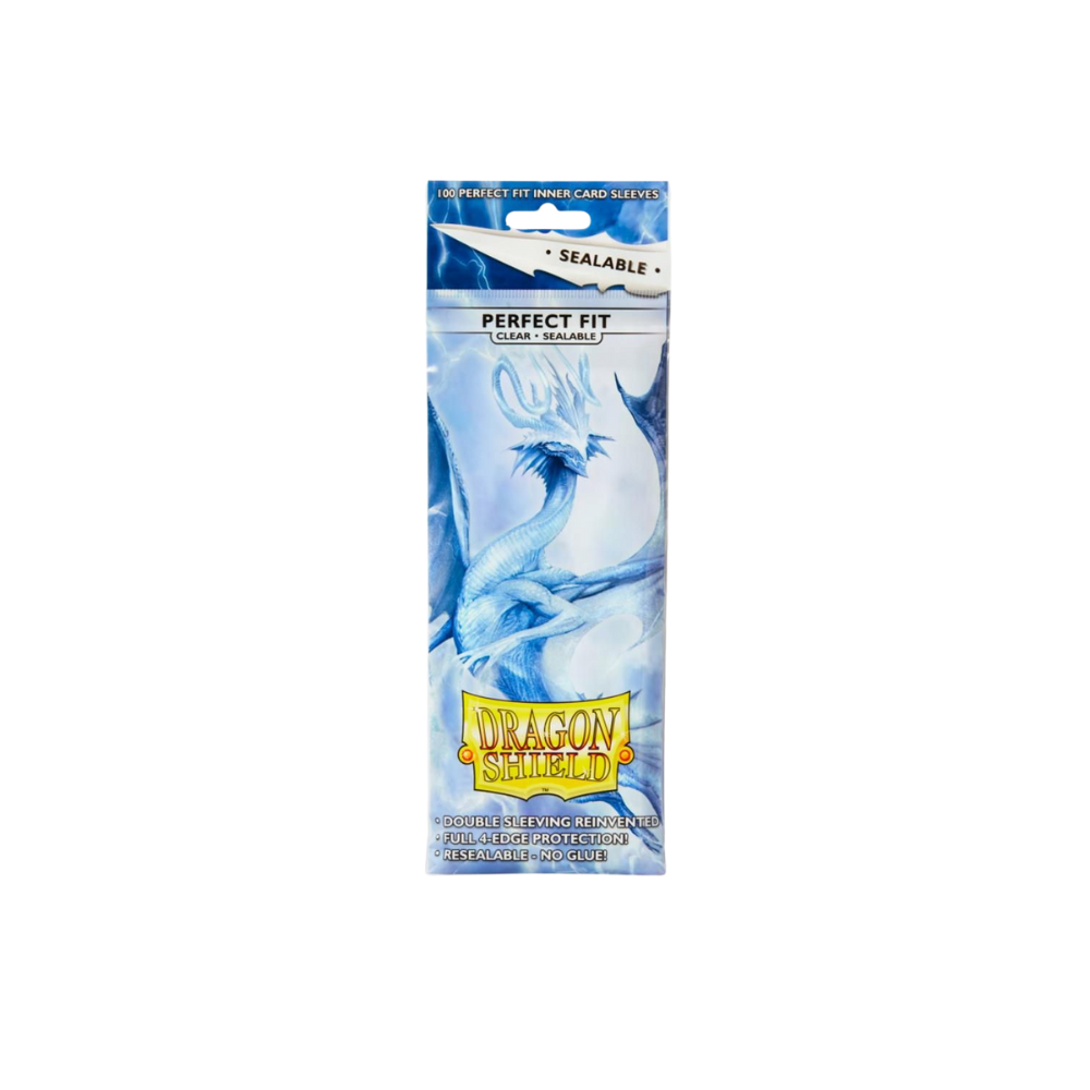 Dragon Shield Perfect Fit Sealable Clear – 100 wiederverschließbare Inner Sleeves für Double-Sleeving, maximaler Rundumschutz für Magic, Pokémon und TCG-Karten