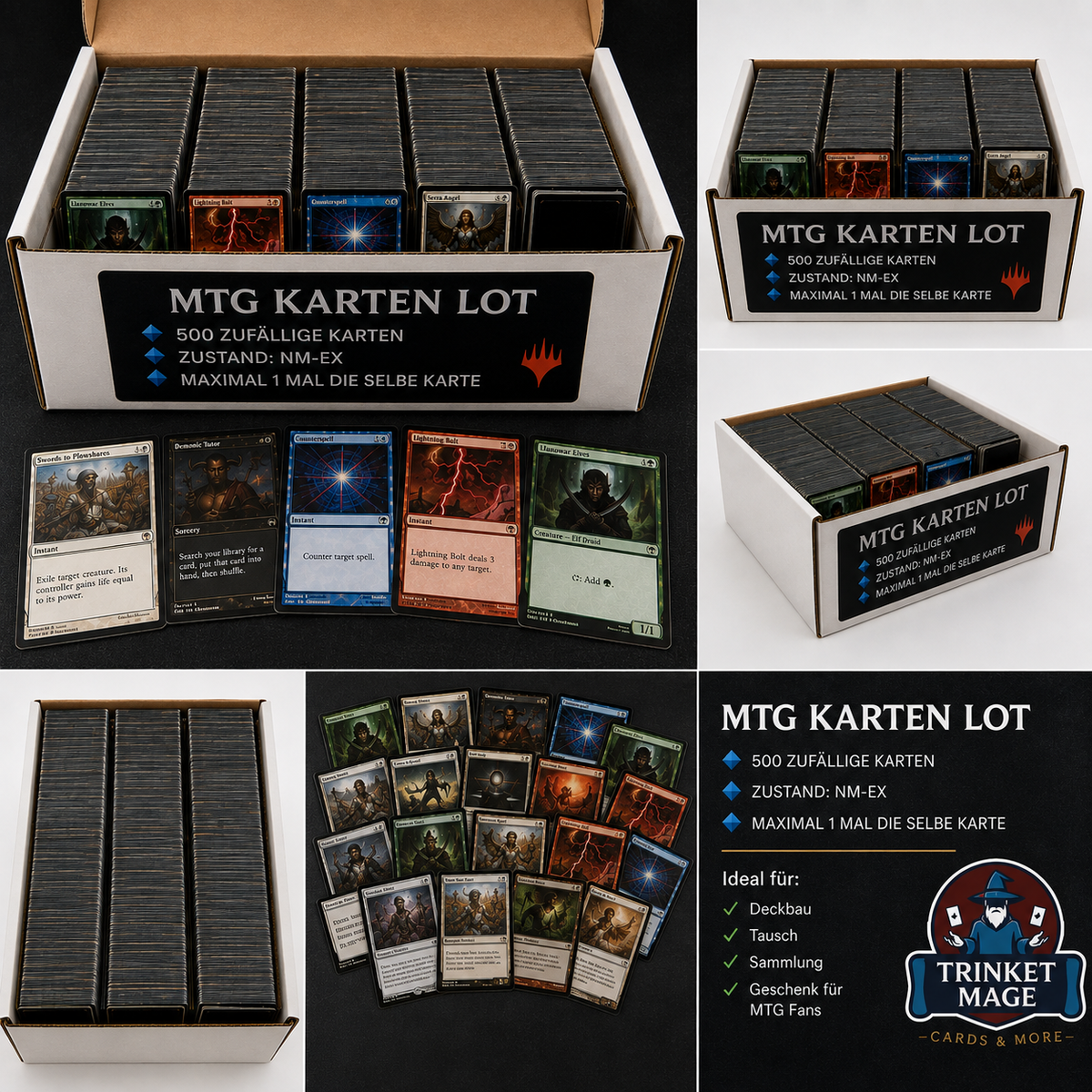 Magic: The Gathering - 500 Karten Lot - NM-EX Deckbau - NO DUPLICATES!