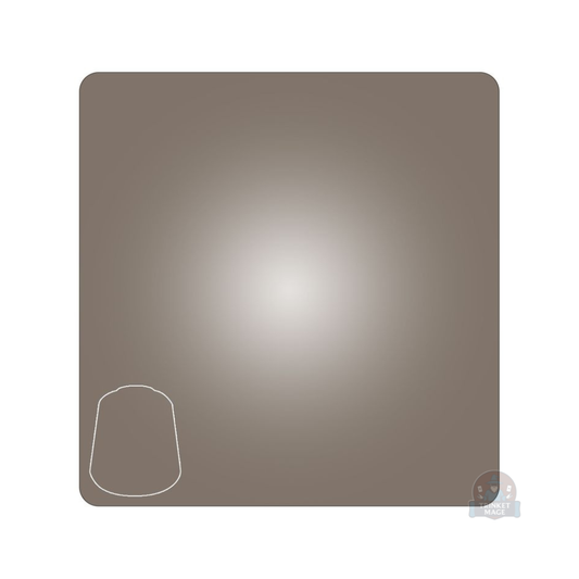 Farbprobe der Citadel Base Runelord Brass mit gleichmäßig aufgetragener metallisch bronzefarbener Farbfläche.