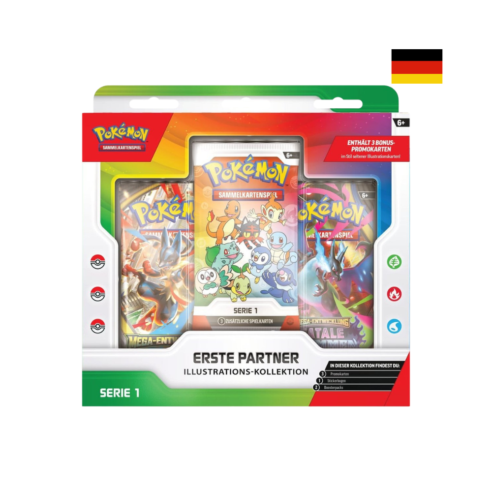 Pokémon Erste Partner Illustrations-Kollektion Serie 1 mit Promokarten und Boosterpacks des Pokémon Sammelkartenspiels, deutsche Version