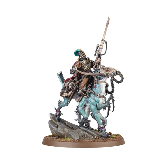 Warhammer 40k Inquisitor Kroyle Miniatur bemalt, Imperial Agents Charakter auf Reittier mit Lanze und Ausrüstung