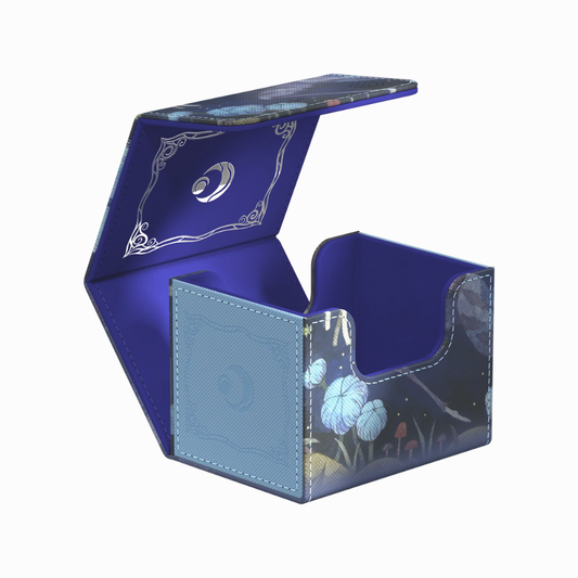 Ultimate Guard Deck Box Sidewinder 100+ Xenoskin mit Lorwyn Eclipsed Artwork in Blau-Violett - geöffnet, Premium Deckbox für Magic Karten
