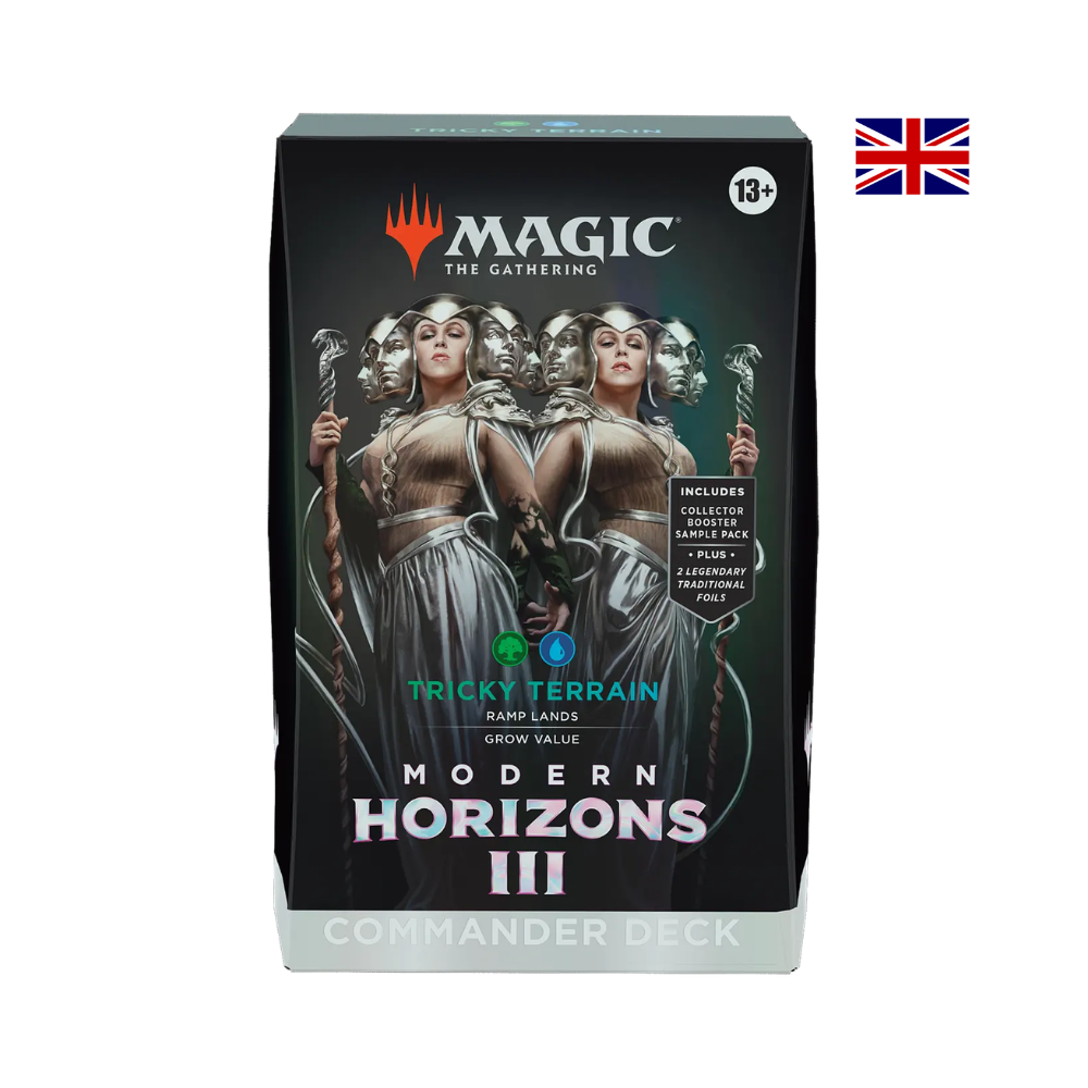 Magic The Gathering Modern Horizons 3 Commander Deck Tricky Terrain Englisch, MTG Commander Deck Ramp Lands mit Sammelkarten und Zubehör