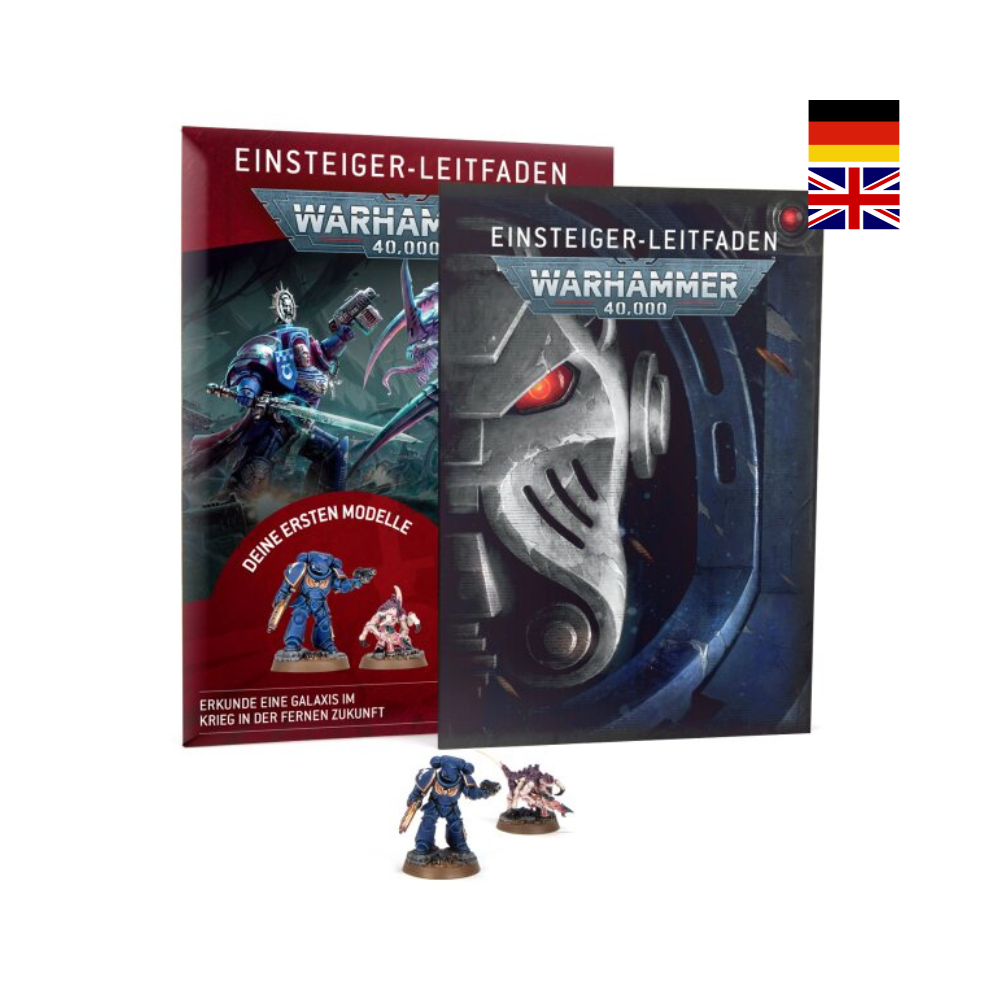 Warhammer 40k Einsteiger Leitfaden Buch deutsch und englisch mit Miniaturen Space Marine und Tyranid
