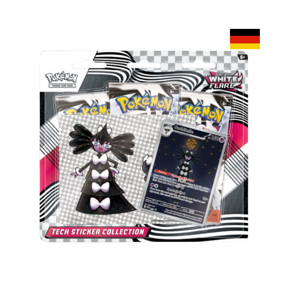 „Pokémon Tech Sticker Collection mit Morbitesse Promo-Karte, Stickern und Boosterpacks aus White Flare“