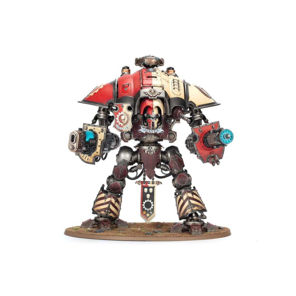Warhammer 40k Imperial Knights Knight Questoris Miniatur bemalt, detaillierter Kampfmech mit Fernkampf- und Energie-Waffen