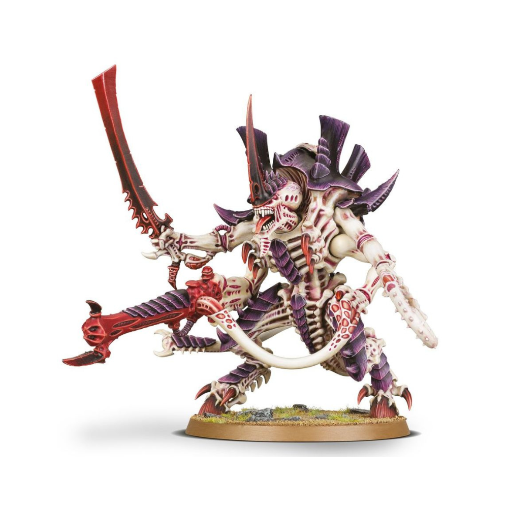 Warhammer 40.000 Tyranids Hive Tyrant bemalte Miniatur Schwarmtyrant Modell mit Flügeln und Nahkampfwaffen