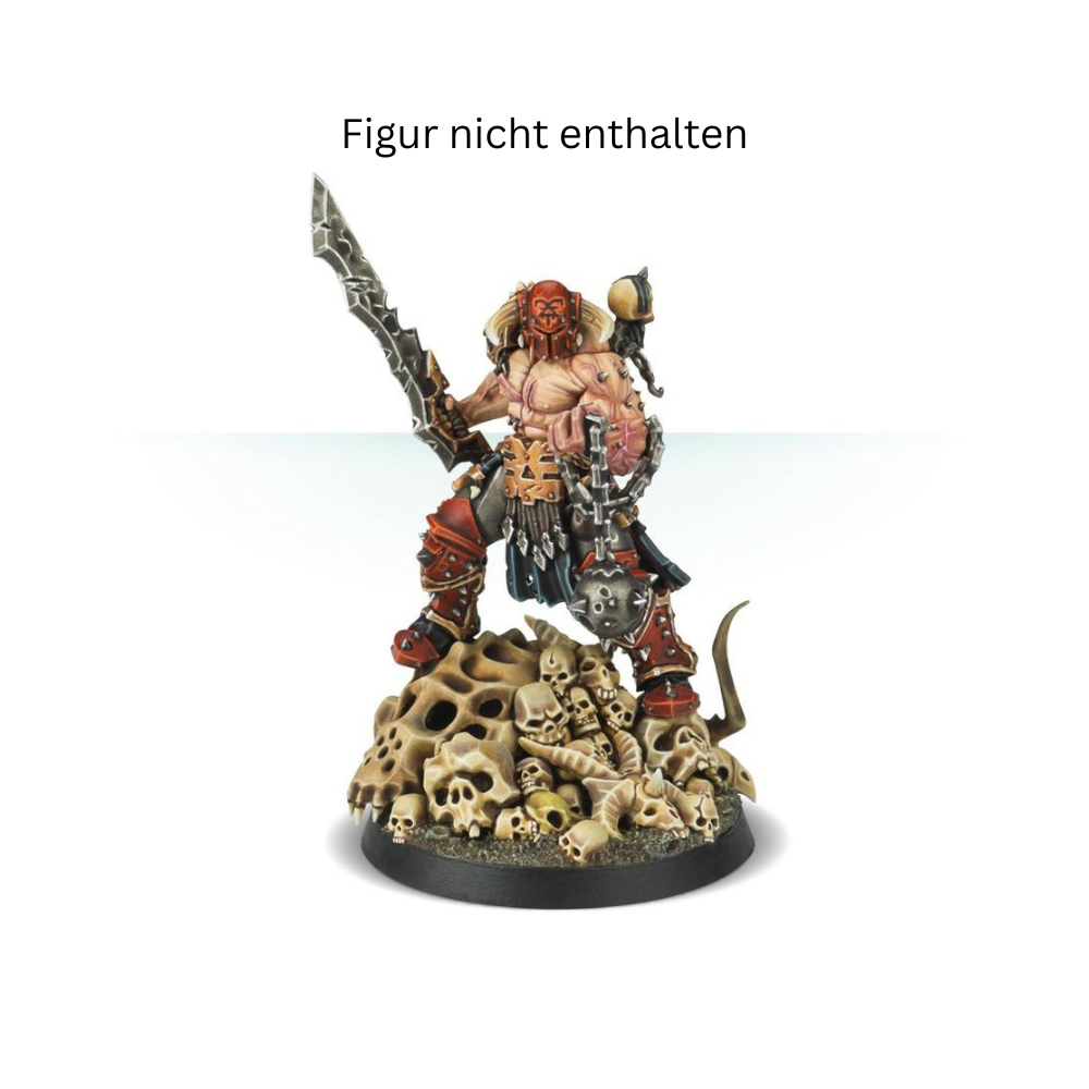 Warhammer Miniatur auf Base mit Citadel Skulls Schädeln dekoriert Chaoskrieger Beispiel bemalte Figur Zubehör Anwendung
