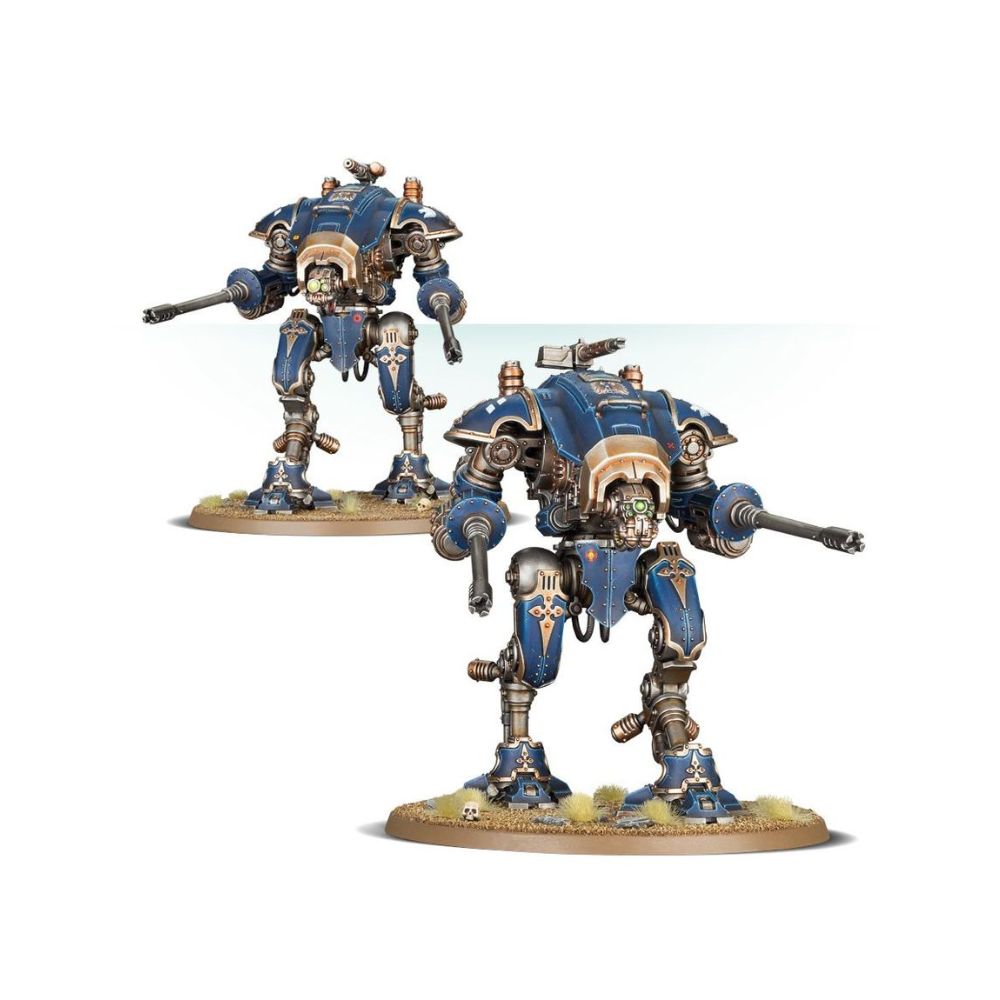 Warhammer 40k Imperial Knights Armiger Miniaturen bemalte Läufer mit Kanonen Waffen auf Bases Tabletop Figuren