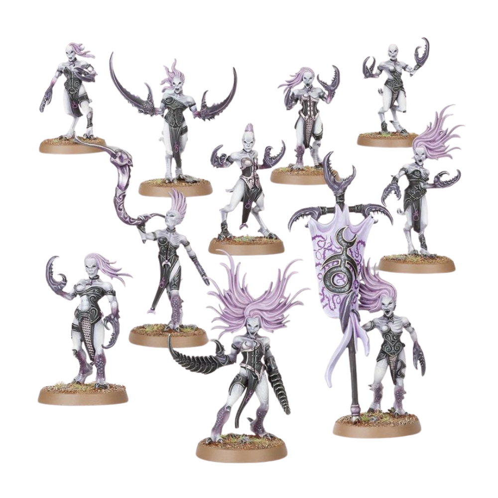 Warhammer Age of Sigmar Speerspitze: Epikureische Feiernde (70-834) mit zehn bemalten Slaanesh-Miniaturen.