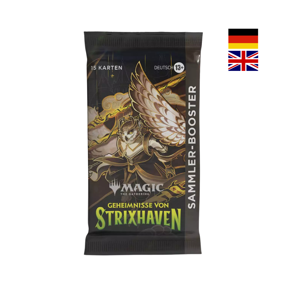 Magic The Gathering Sammler Booster Geheimnisse von Strixhaven mit Engel Artwork und 15 Karten pro Booster, Deutsch und Englisch verfügbar