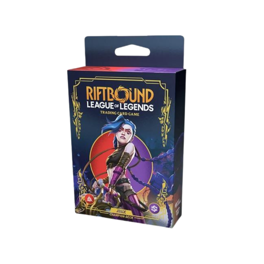 Riftbound League of Legends TCG – Jinx Champion Deck. Offizielles Trading Card Game mit Kultcharakter, ideal für Fans von Jinx und League of Legends. Enthält spielfertiges Deck mit ikonischem Artwork und strategischem Spielspaß.