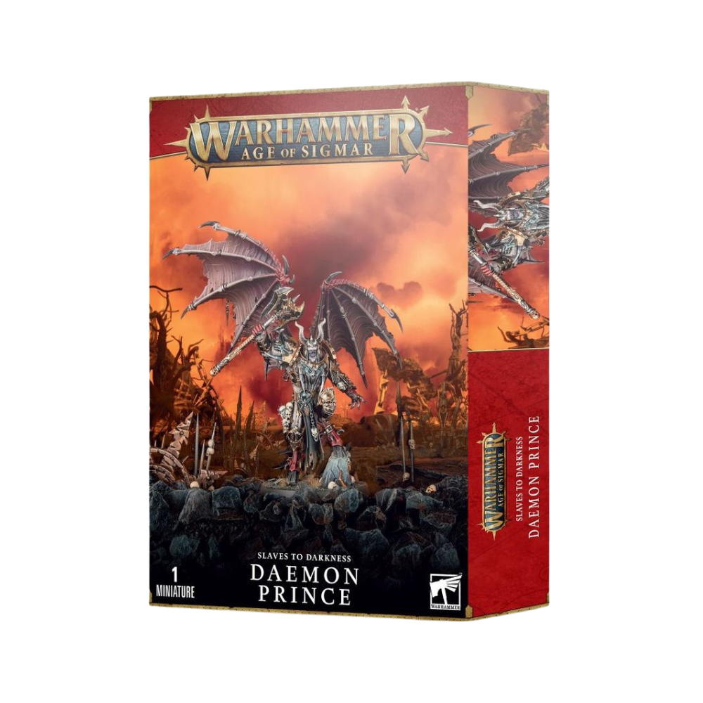 Warhammer Age of Sigmar Dämonenprinz Modell Slaves to Darkness große Miniatur mit Flügeln und Streitkolben
