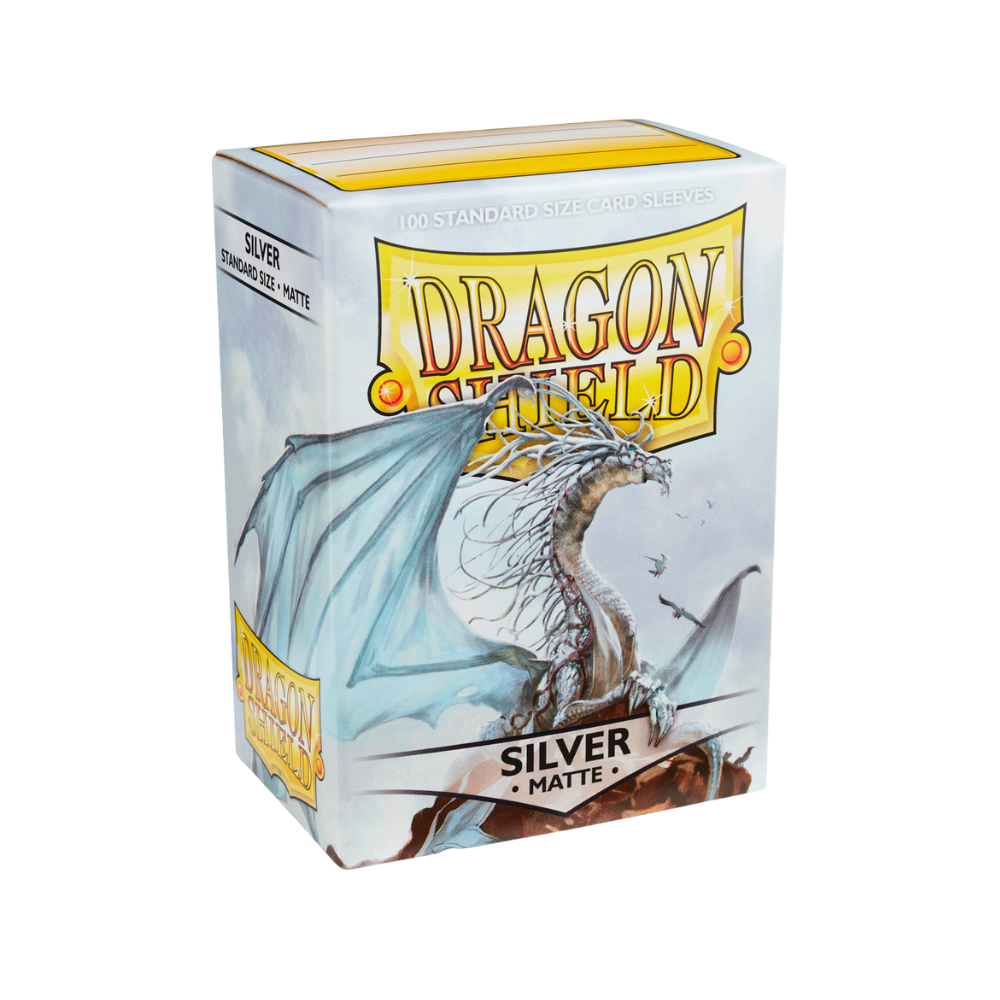 Dragon Shield Jet Matte Sleeves – 100 Kartenhüllen in Standardgröße, silber, strukturierte Oberfläche für optimalen Halt beim Spielen.