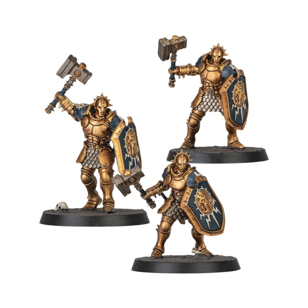 Stormcast Eternals Miniaturen mit Hammer und Schild, bemalte Figuren aus Warhammer Age of Sigmar Paint Set