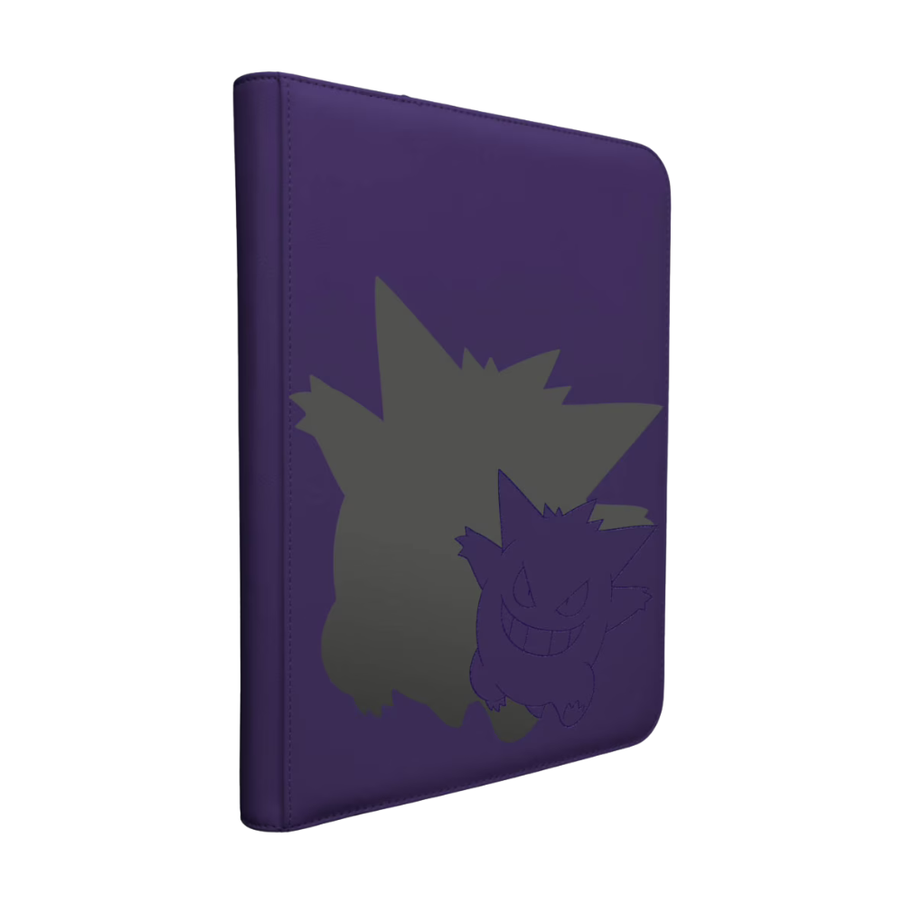 Ultra Pro 9-Pocket Binder Gengar – Vorderseite mit geprägtem Gengar-Motiv in kräftigem Lila, ideal für stilvolle Pokémon-Sammelkarten-Aufbewahrung.
