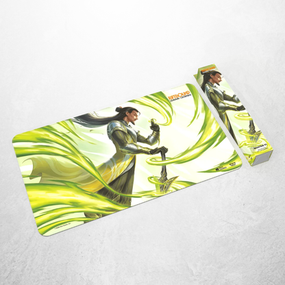Riftbound Unleashed Playmat „Master Yi, Wuju Master“ mit Verpackung und Spielmatte im offiziellen League of Legends Design.