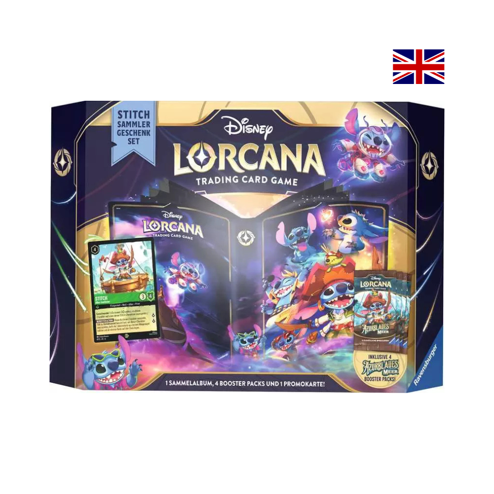 Disney Lorcana Stitch Sammler Geschenkset mit Sammelalbum, Booster Packs und Promokarte, englische Version