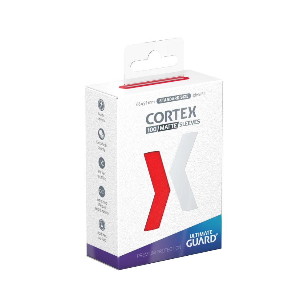 Ultimate Guard Cortex Matte Sleeves Standard Size 66x91 mm – 100 matte Kartenhüllen in rot für Magic, Pokémon und TCGs, extra langlebig und blickdicht