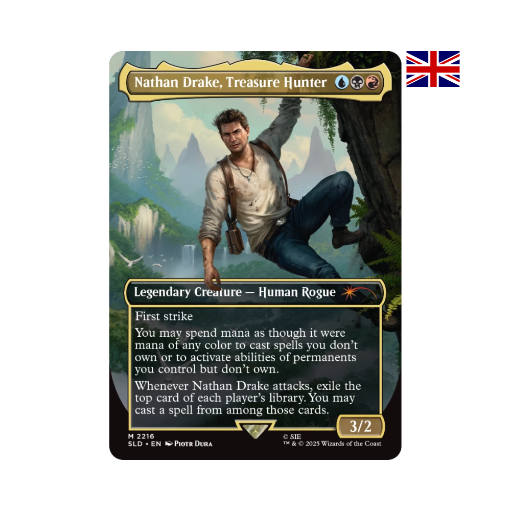Magic Karte Nathan Drake Treasure Hunter aus dem Secret Lair x Uncharted Set von Magic The Gathering