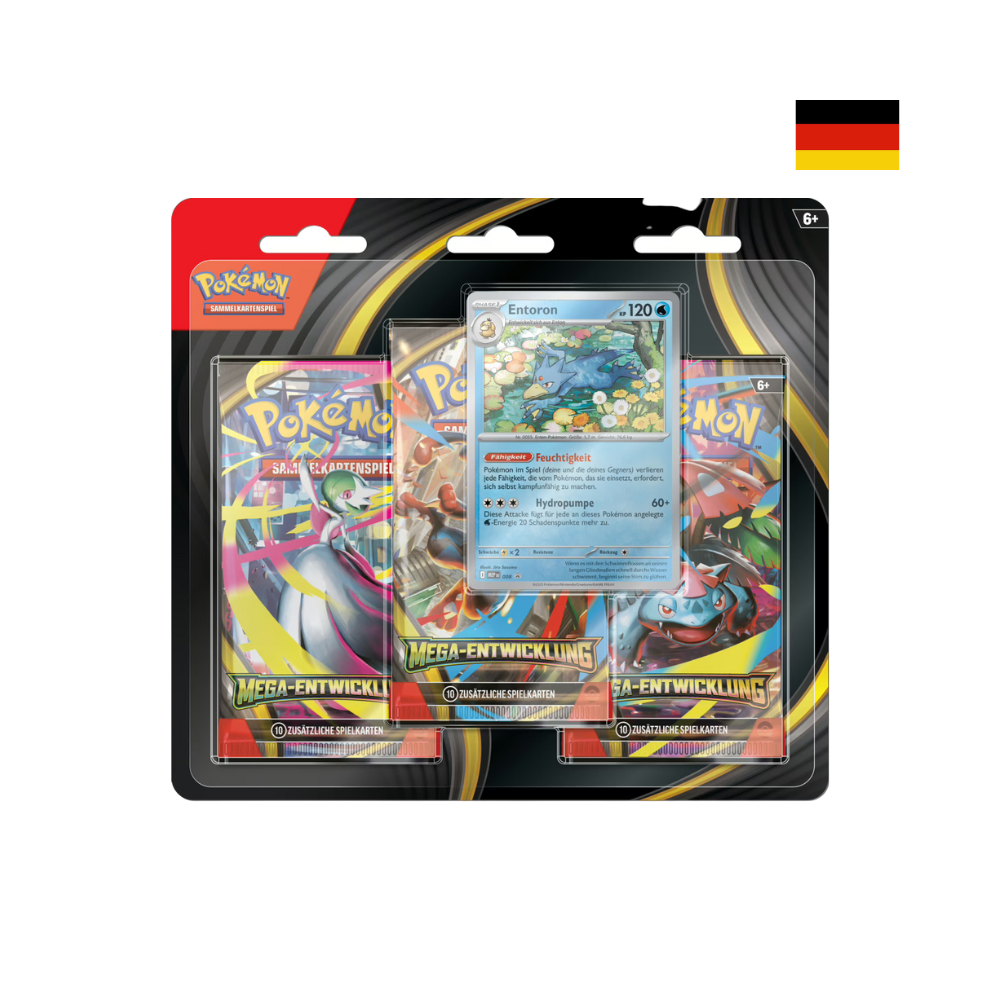 Pokémon Mega-Entwicklung Blisterpack mit drei Boosterpacks und exklusiver Entoron Karte