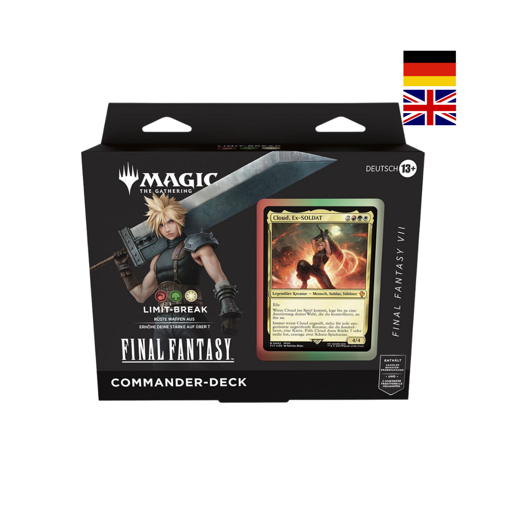 Magic The Gathering Final Fantasy Commander-Deck „Limit Break“ – Deck mit Cloud aus FFVII als legendäre Kreatur.