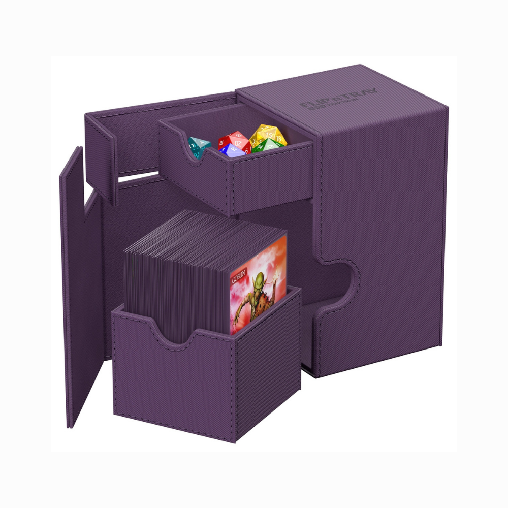 Ultimate Guard Flip’n’Tray Monocolor Deck Case 100+ Lila – Deckbox mit Würfelfach für über 100 gesleevte Karten