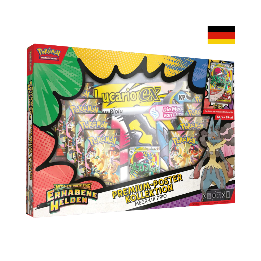 Pokémon Premium Poster Kollektion Mega Lucario aus Erhabene Helden mit Boosterpacks und Poster, deutsche Version