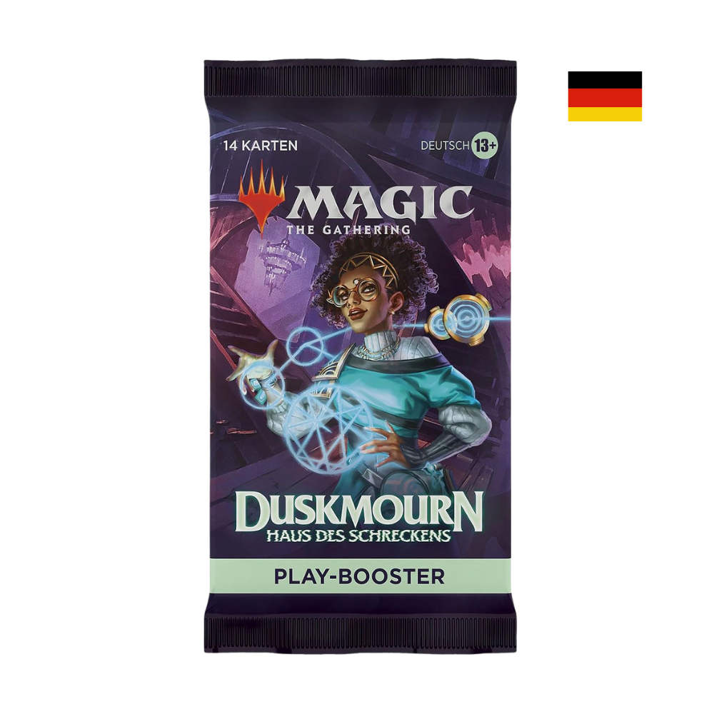 Magic The Gathering Play-Booster „Duskmourne: Haus des Schreckens“ – deutsches Boosterpack mit 14 Karten aus dem neuen Horror-Set.