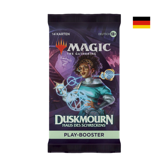 Magic The Gathering Play-Booster „Duskmourne: Haus des Schreckens“ – deutsches Boosterpack mit 14 Karten aus dem neuen Horror-Set.