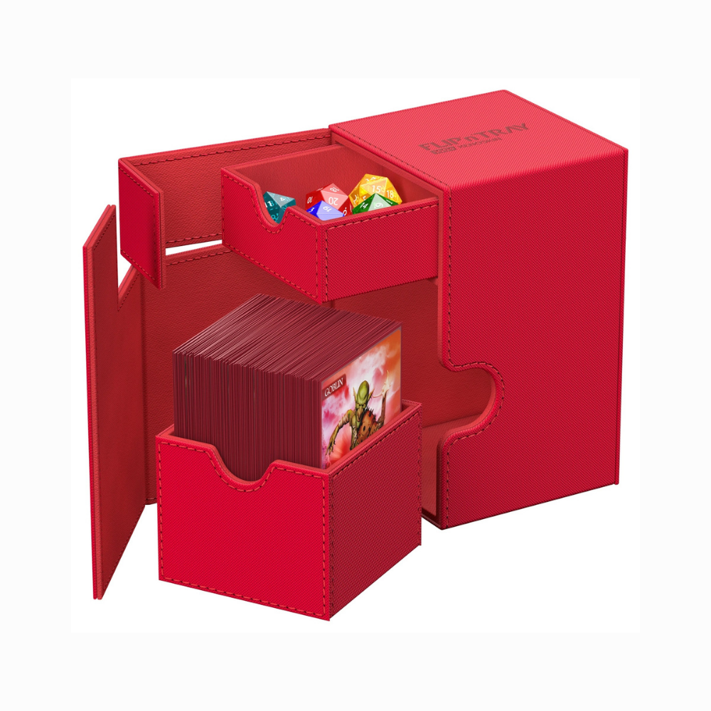 Ultimate Guard Flip’n’Tray Monocolor Deck Case 100+ Rot – Deckbox mit Würfelfach für über 100 gesleevte Karten