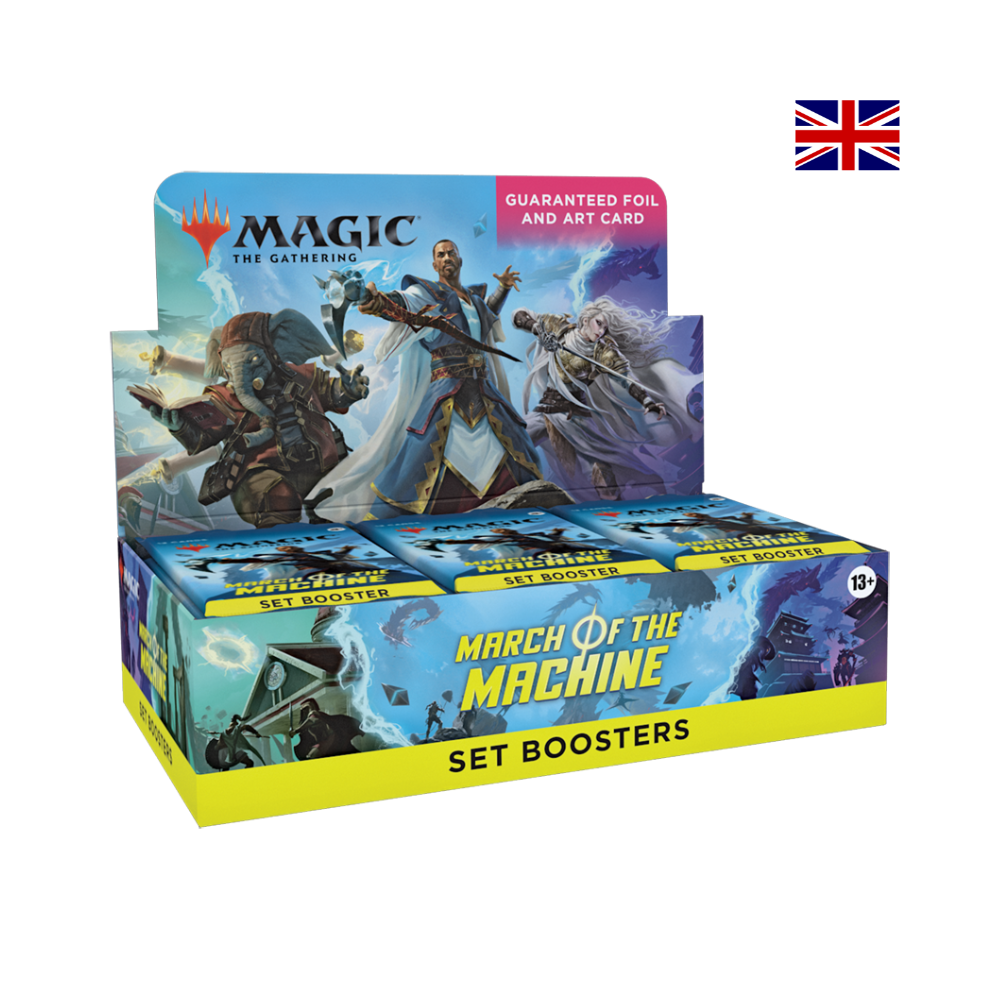 Magic The Gathering March of the Machine Set Booster Display – englisches TCG-Display mit 30 Boostern, Foil- und Art-Karte garantiert.