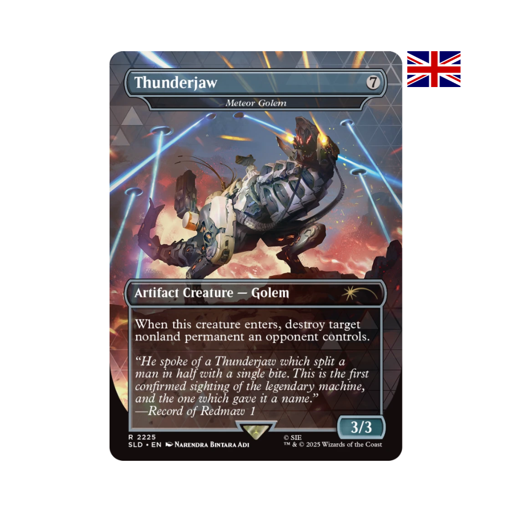 Magic Karte Thunderjaw als Meteor Golem aus Secret Lair Horizon Forbidden West, Artefakt Kreatur