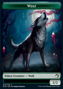 Wolf Token (Green 2/2) - Innistrad: Midnight Hunt: Extras (Token) [XMID-T13]