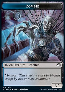Zombie Token (UB */*) // Zombie Token (B 2/2 Decayed) - Innistrad: Midnight Hunt: Extras (Token) [XMID-T 15/5]