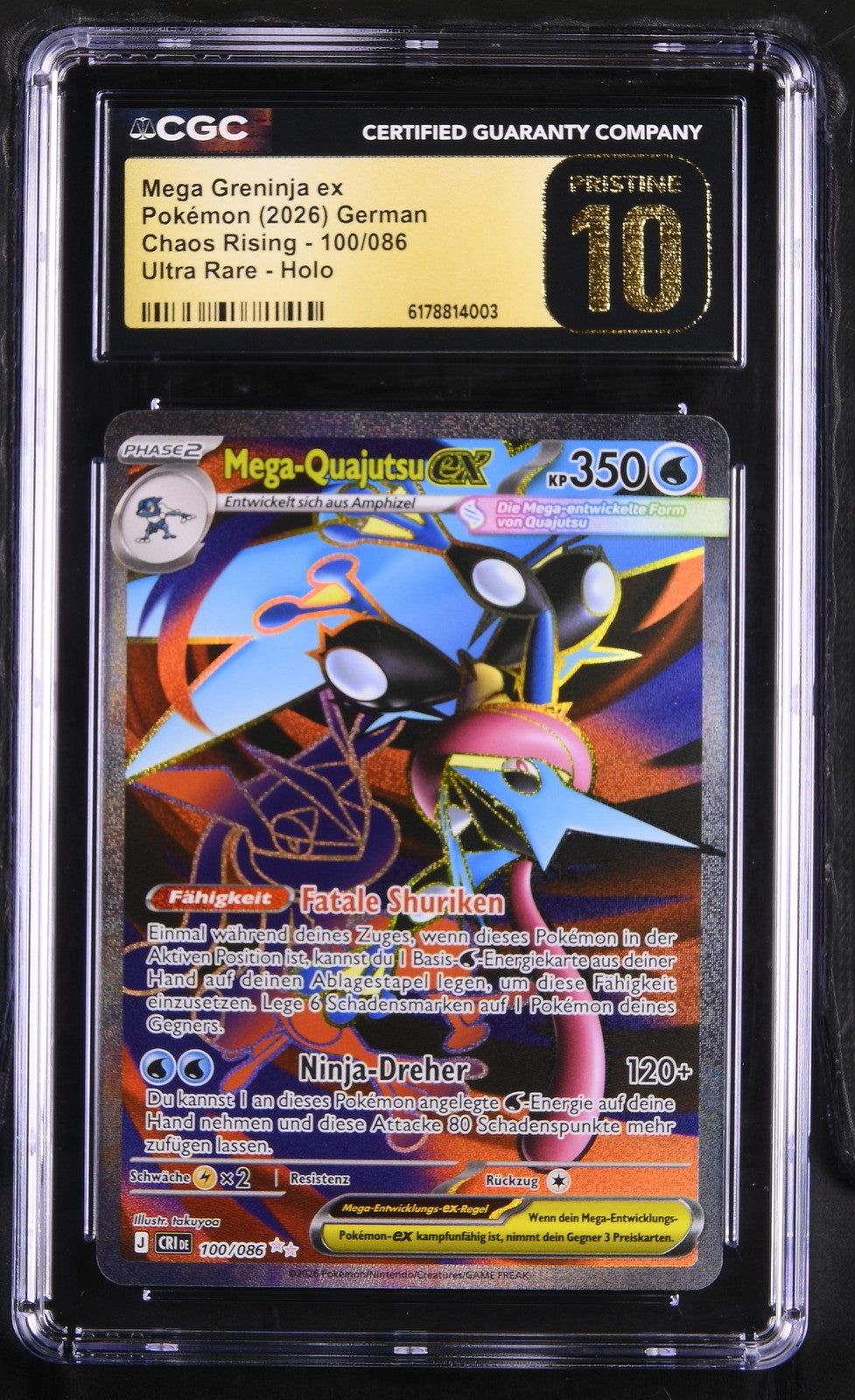 Pokémon Mega Greninja Ex CGC Pristine 10 Chaos Rising DE