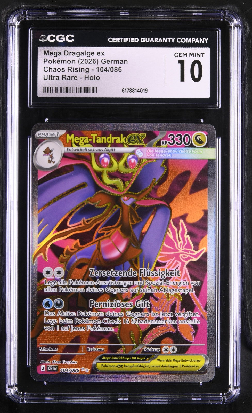 Pokémon Mega Dragalge Ex CGC Gem Mint 10 Chaos Rising DE