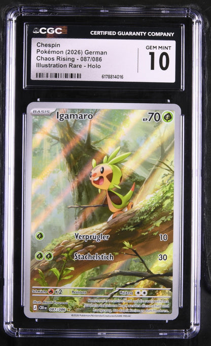 Pokémon Chespin CGC Gem Mint 10 Chaos Rising DE
