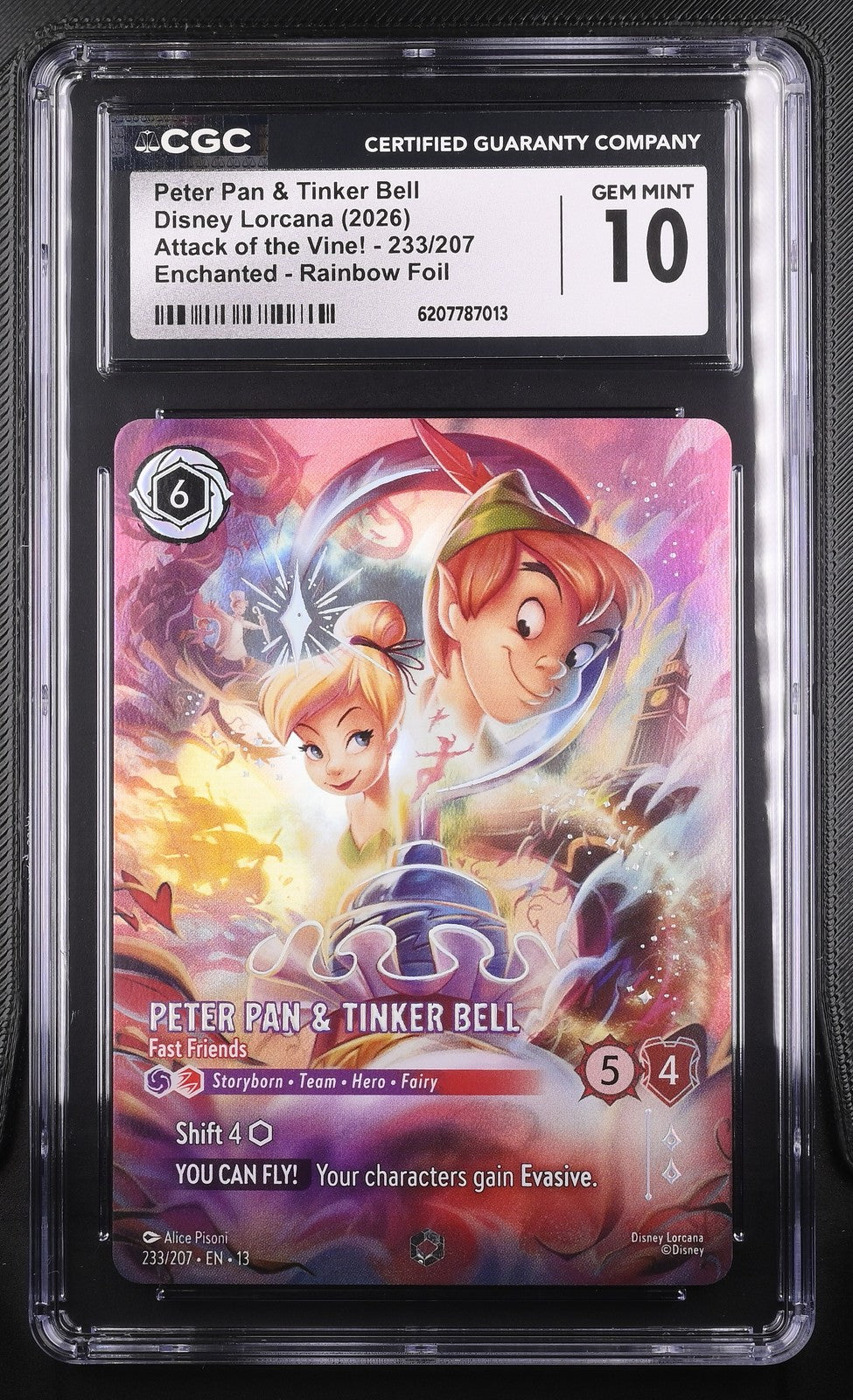 Disney Lorcana TCG Peter Pan & Tinker Bell GEM MINT 10 Attack Of The Vine! EN