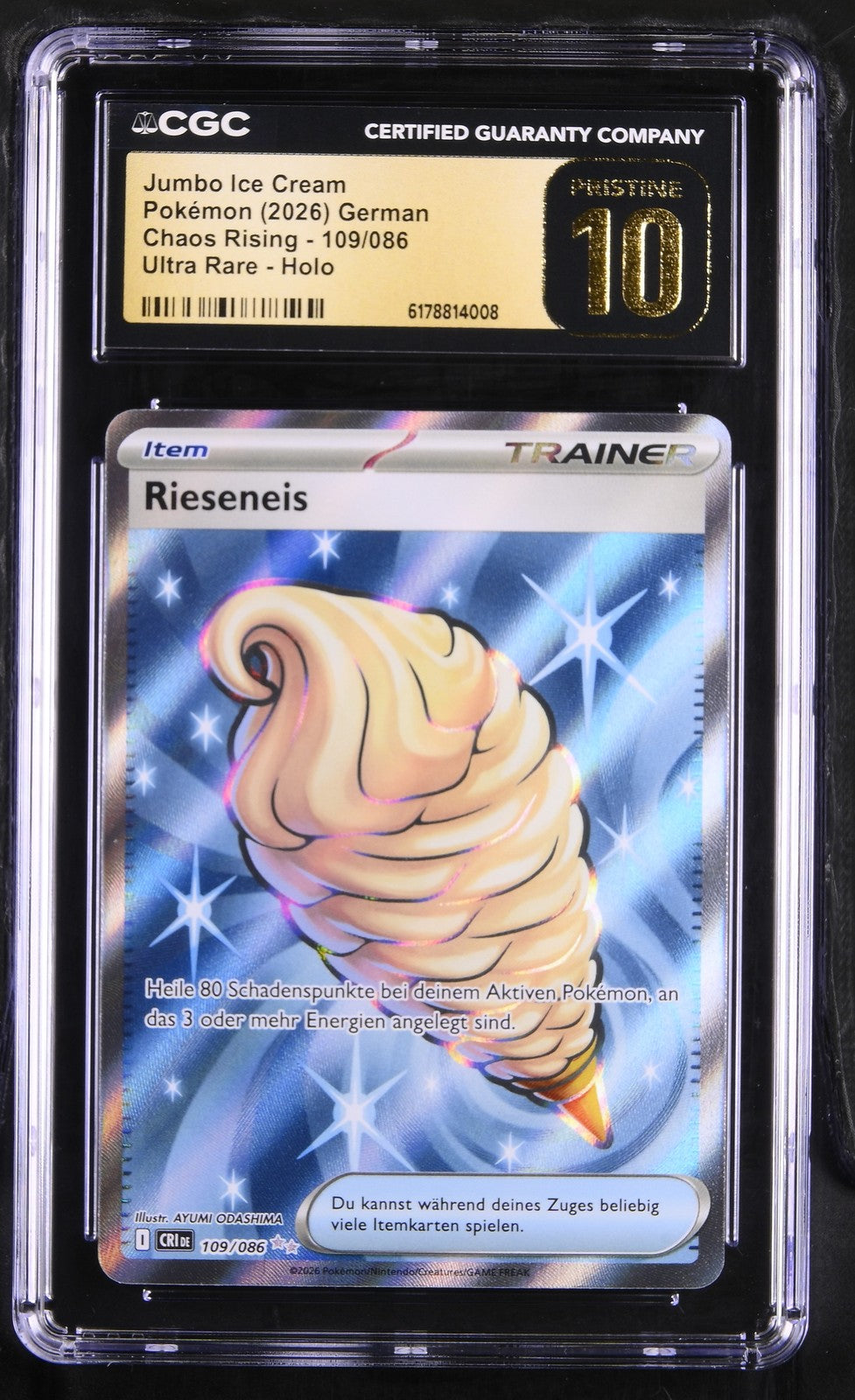 Pokémon Jumbo Ice Cream CGC Pristine 10 Chaos Rising DE