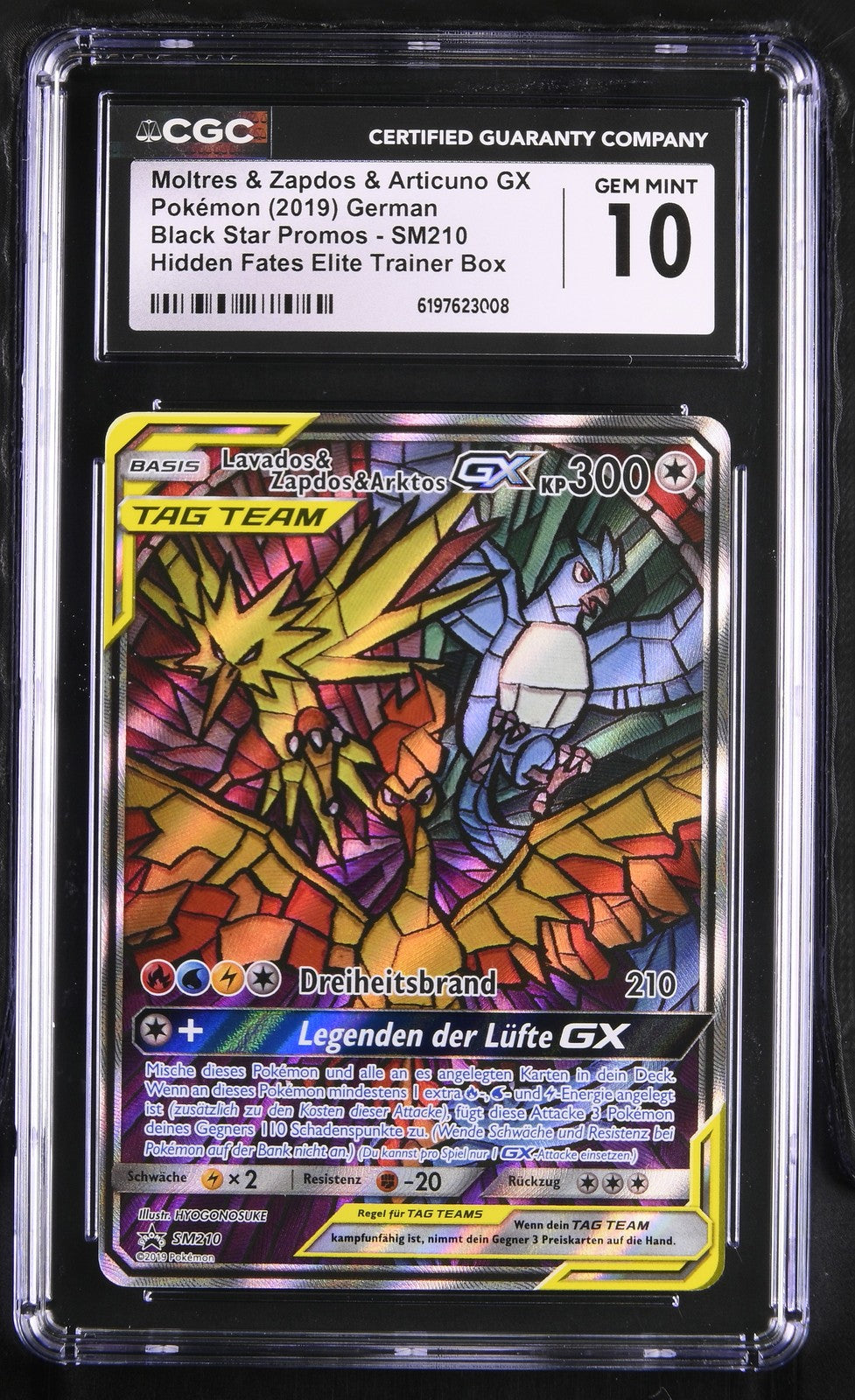 Moltres Zapdos Articuno GX SM210 Hidden Fates DE CGC Gem Mint 10 Pokémon