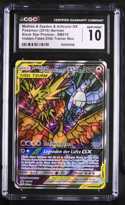 Moltres Zapdos Articuno GX SM210 Hidden Fates DE CGC Gem Mint 10 Pokémon