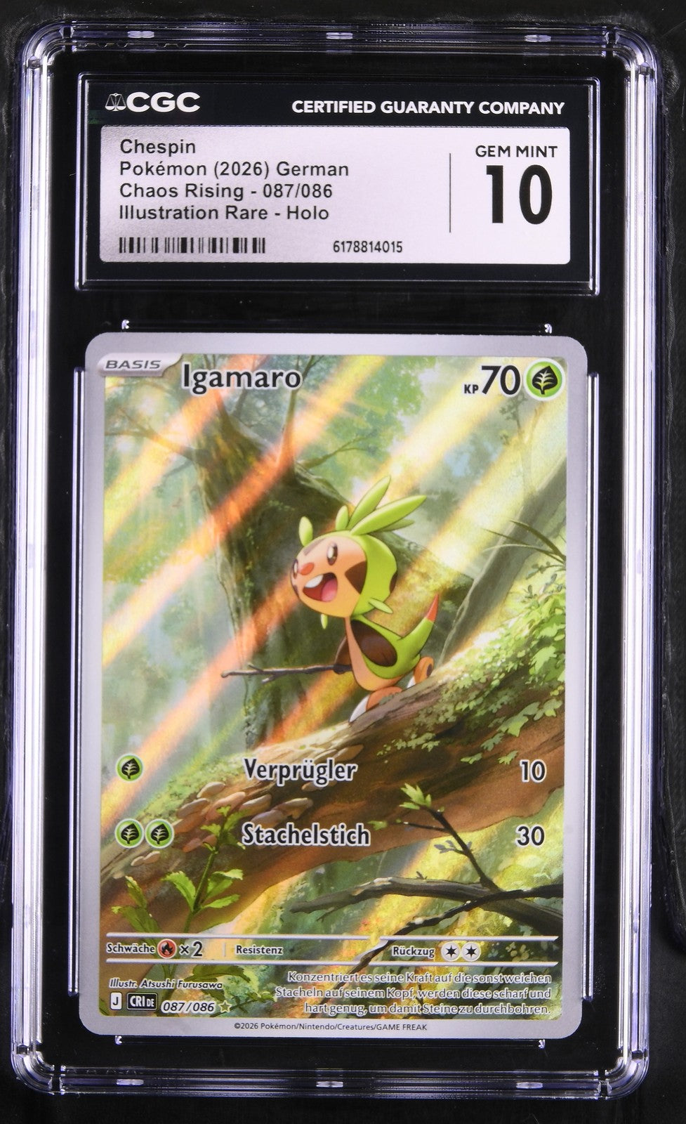 Pokémon Chespin CGC Gem Mint 10 Chaos Rising DE