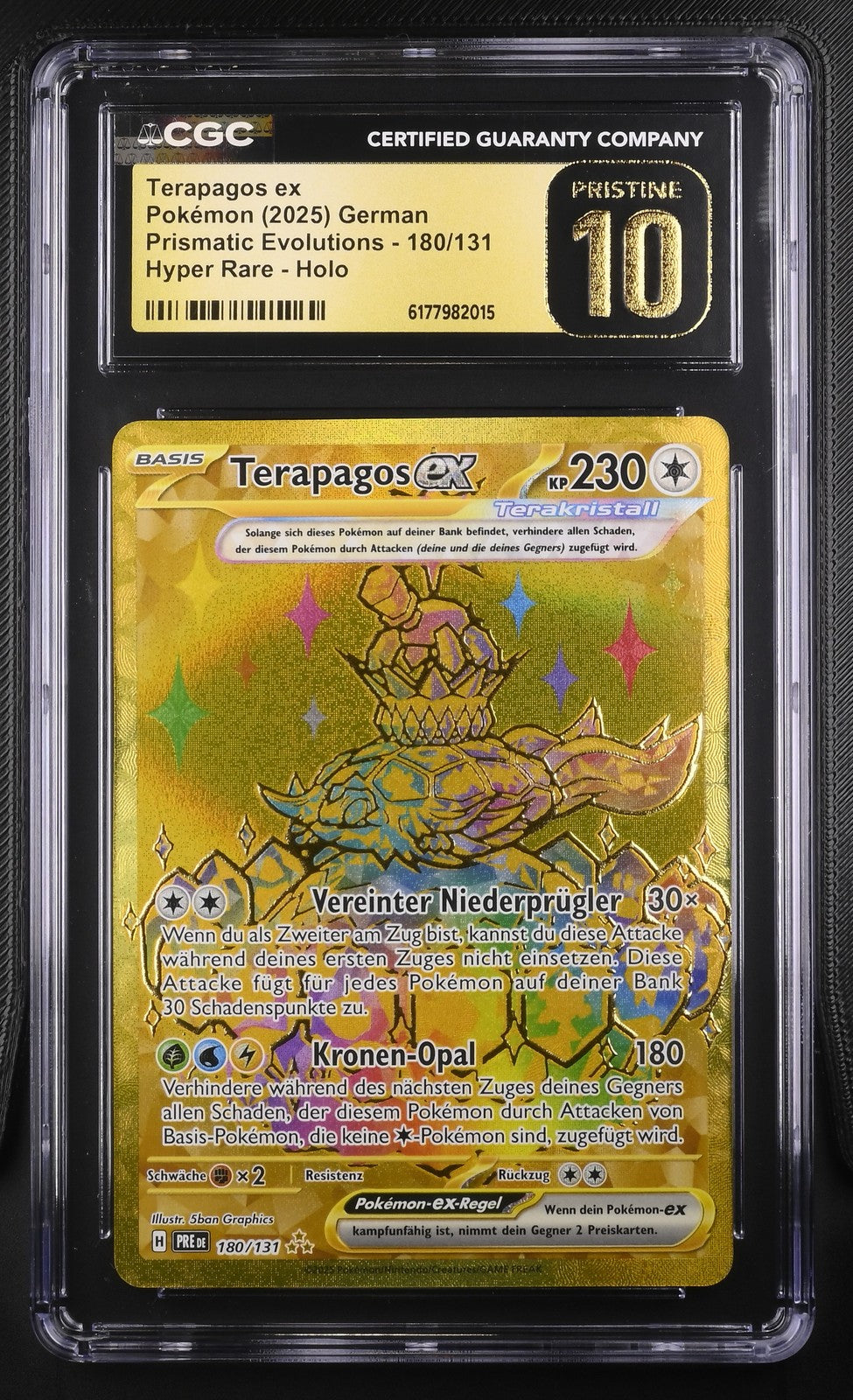 Pokémon Terapagos Ex 180/131 CGC PRISTINE 10 Prismatic Evolutions
