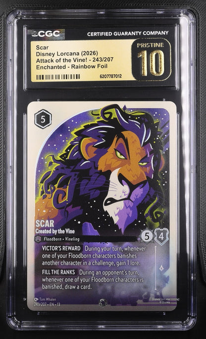 Disney Lorcana TCG Scar CGC Pristine 10 Attack Of The Vine! EN