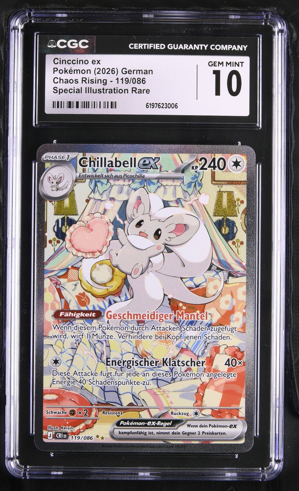 Cinccino ex 119/086 Chaos Rising DE SIR CGC Gem Mint 10 Pokémon